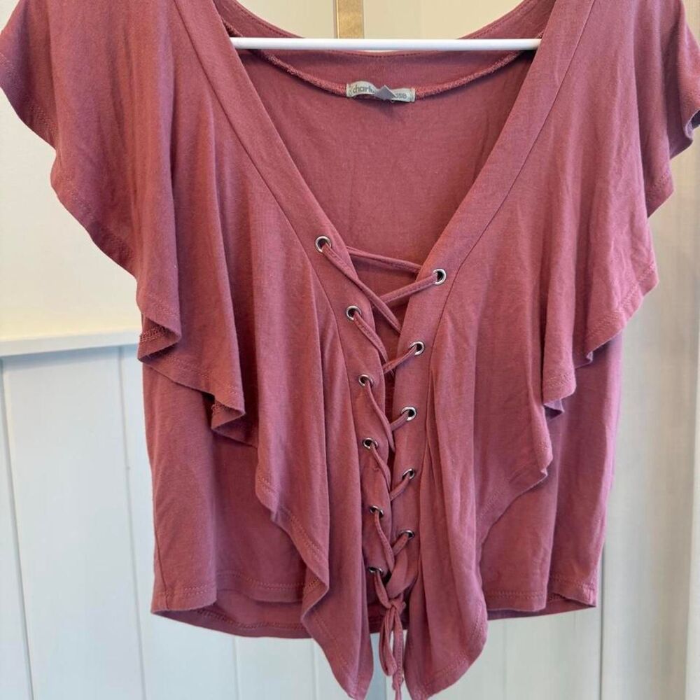 Charlotte-russe Women's Pink and Burgundy Blouse